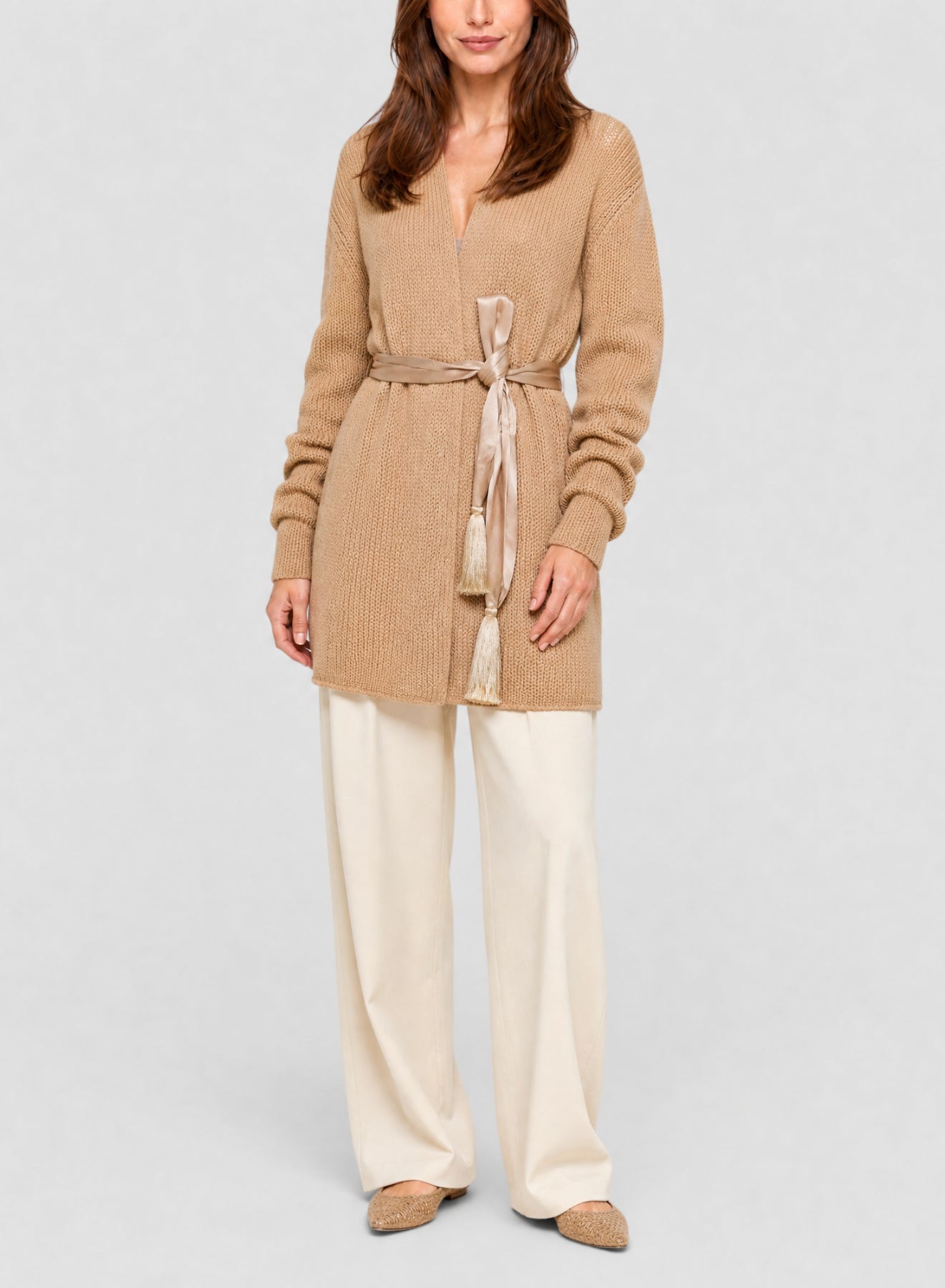 Cardigan en laine cachemire mélangé - Noisette
