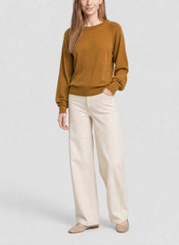 Pull à col rond en laine - Noisette