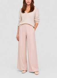 Pantalon palazzo en laine - Rose