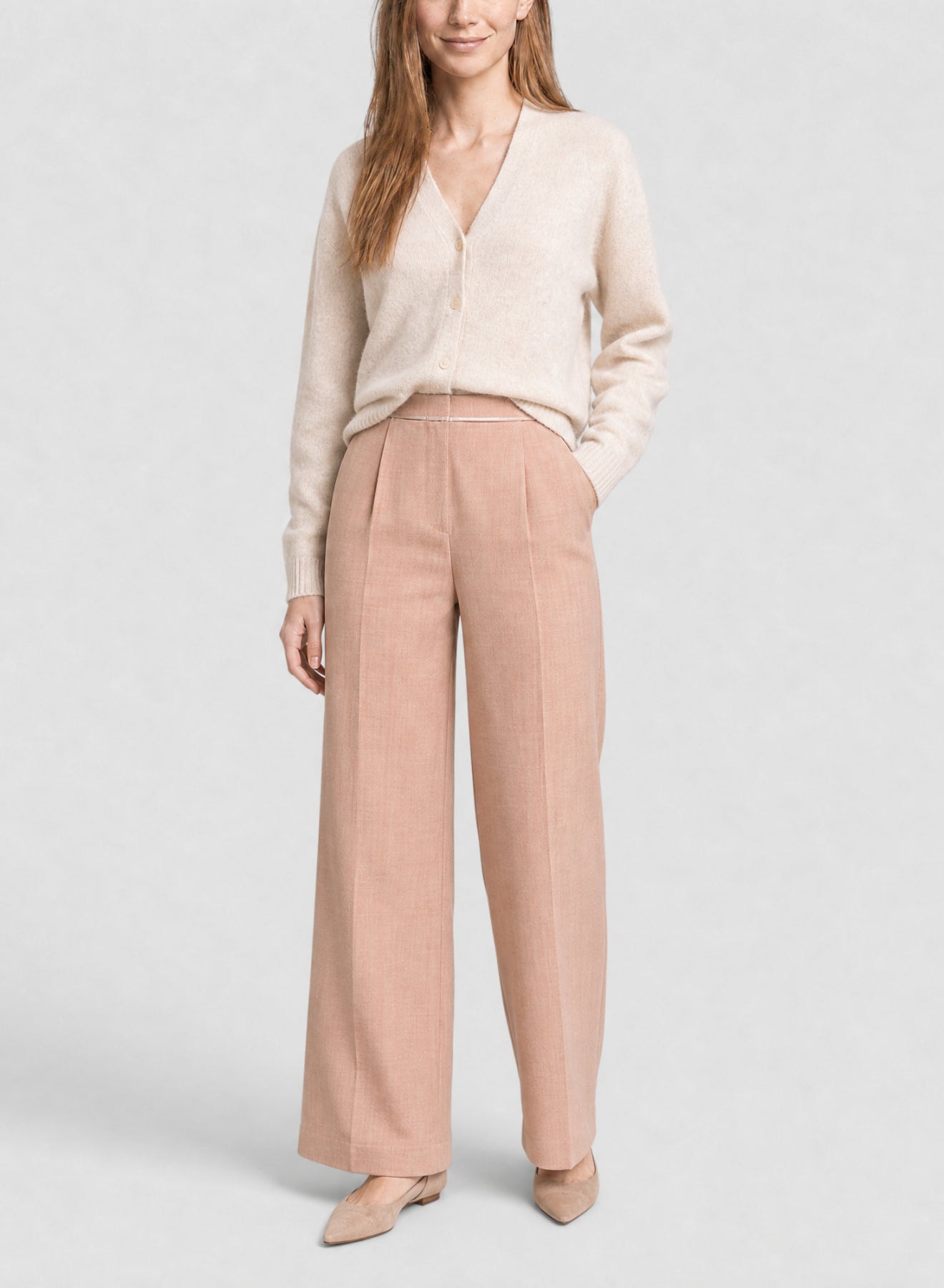 Pantalon taille haute en toile mélangée de laine - Phard