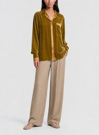 Chemise en soie avec détails - Antique Gold