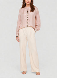 Chemise en soie brodée Petites Étoiles - Rose