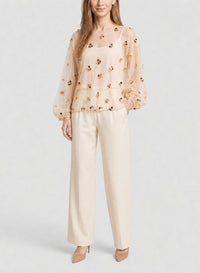 Chemise en velours brodée Petites Étoiles - Honey
