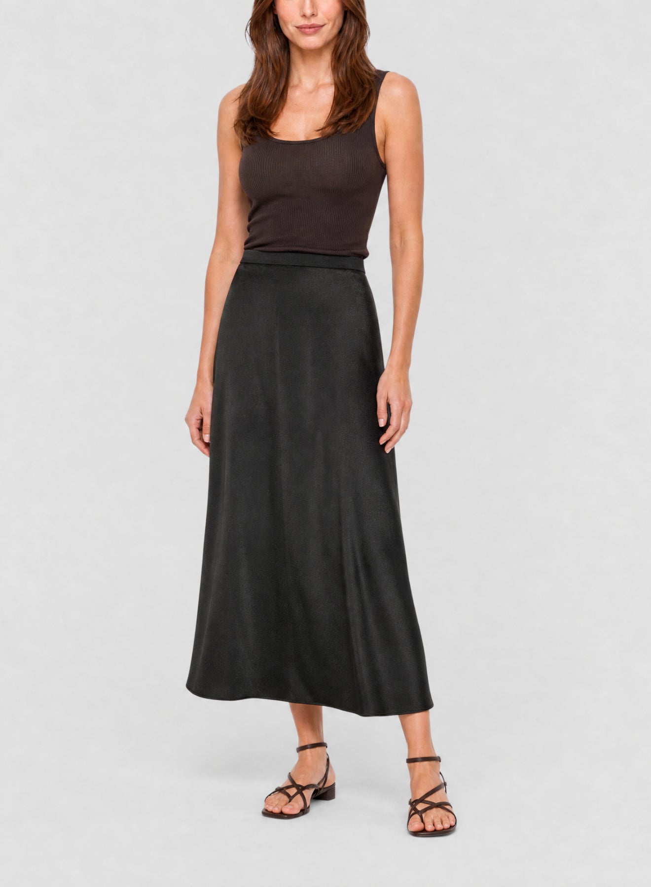 Jupe midi en satin - Noir