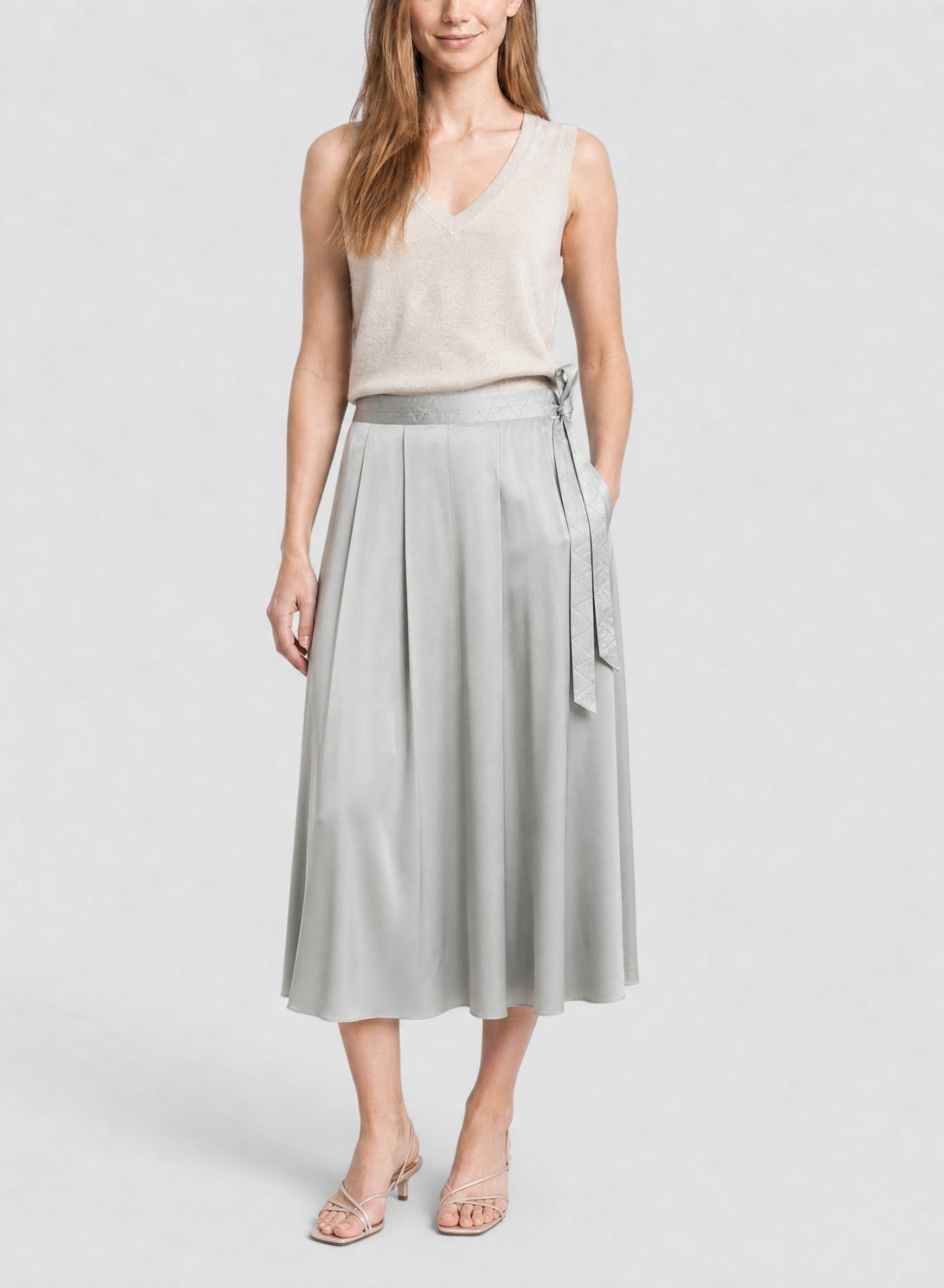 Jupe midi en soie - Pearl