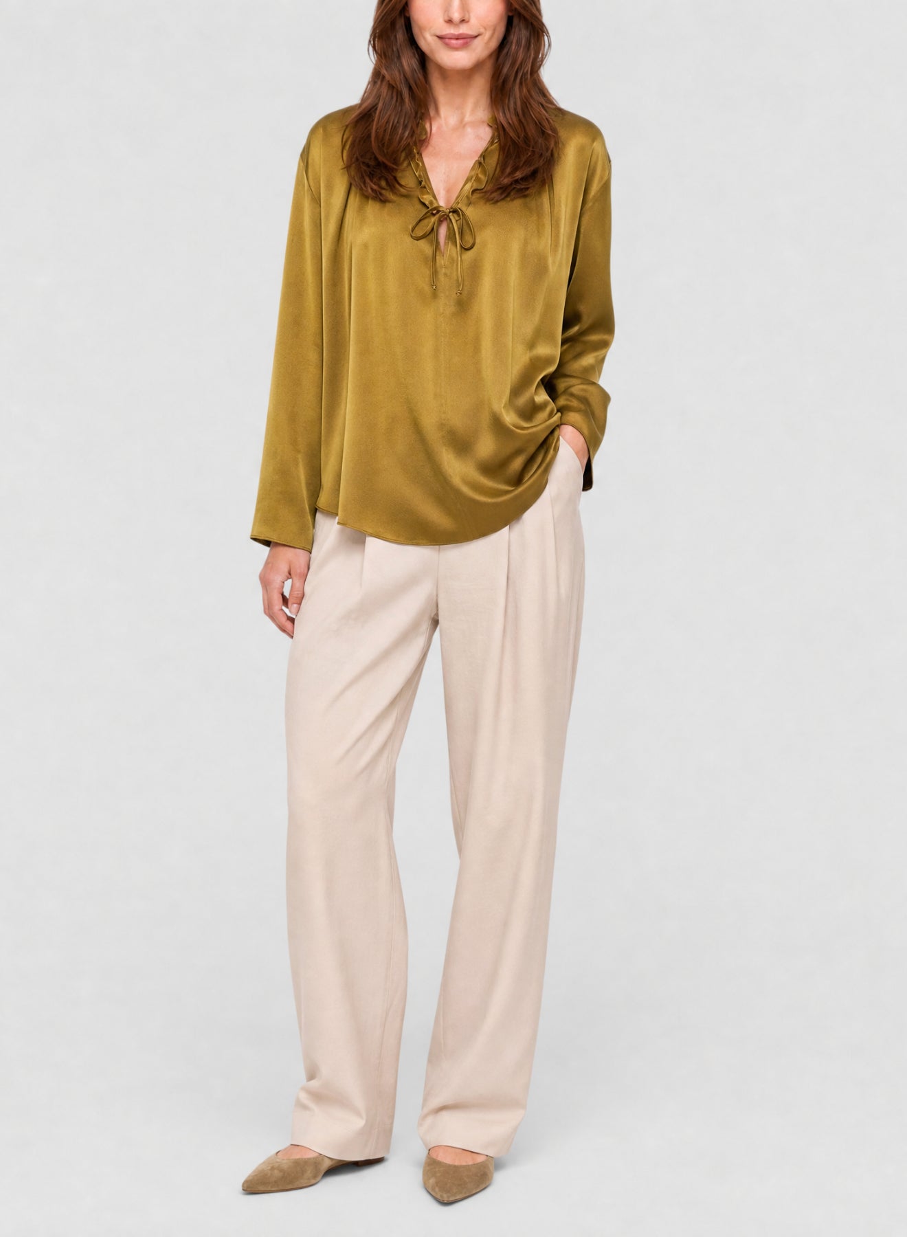 Chemise en soie - Khaki