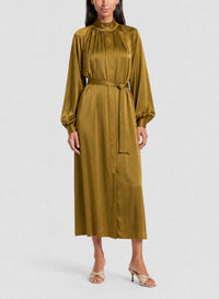 Robe mi-longue en soie extensible - Khaki
