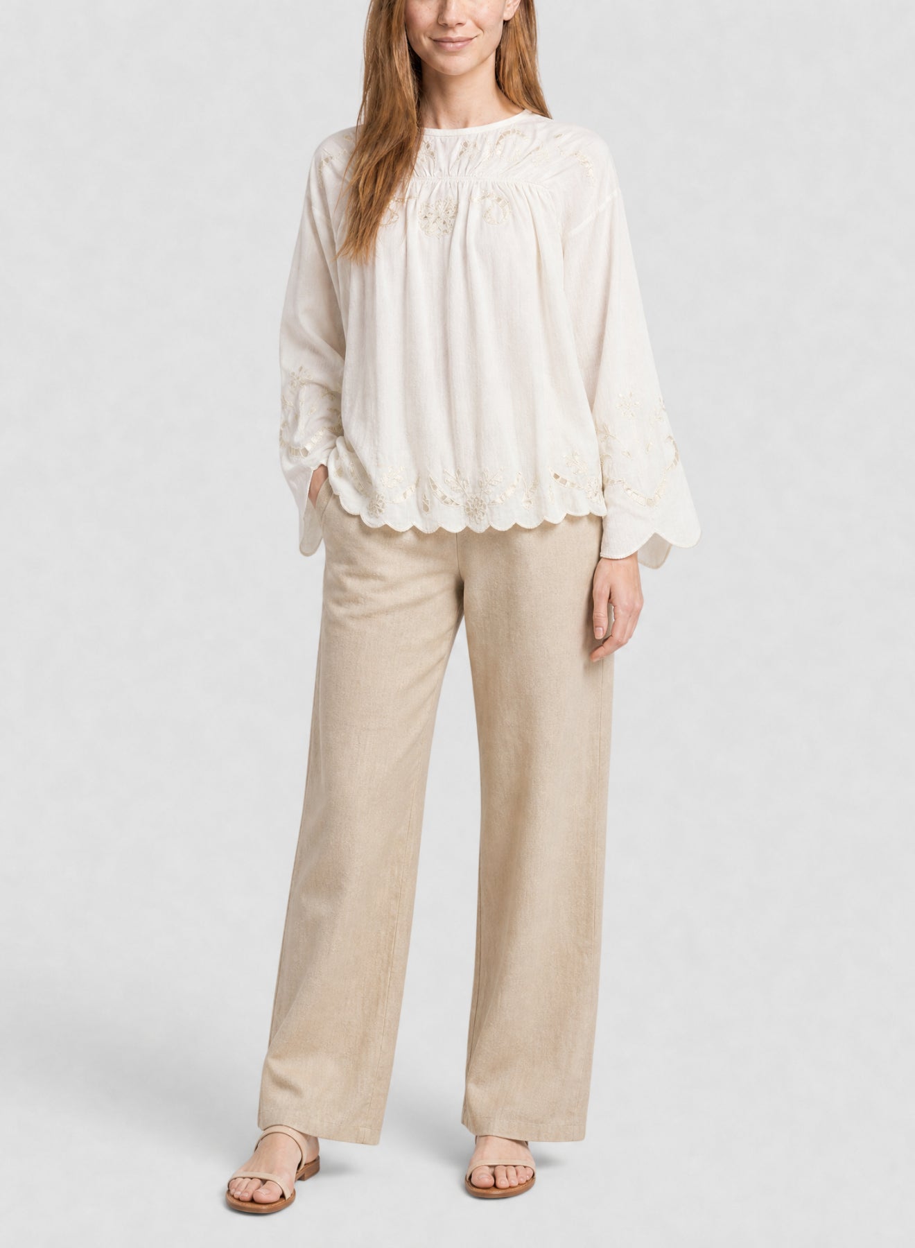 Blouse à col rond brodé Mémoires d'Enfance - Borotalco