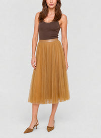 Jupe plissée Soleil en tulle - Antique Gold