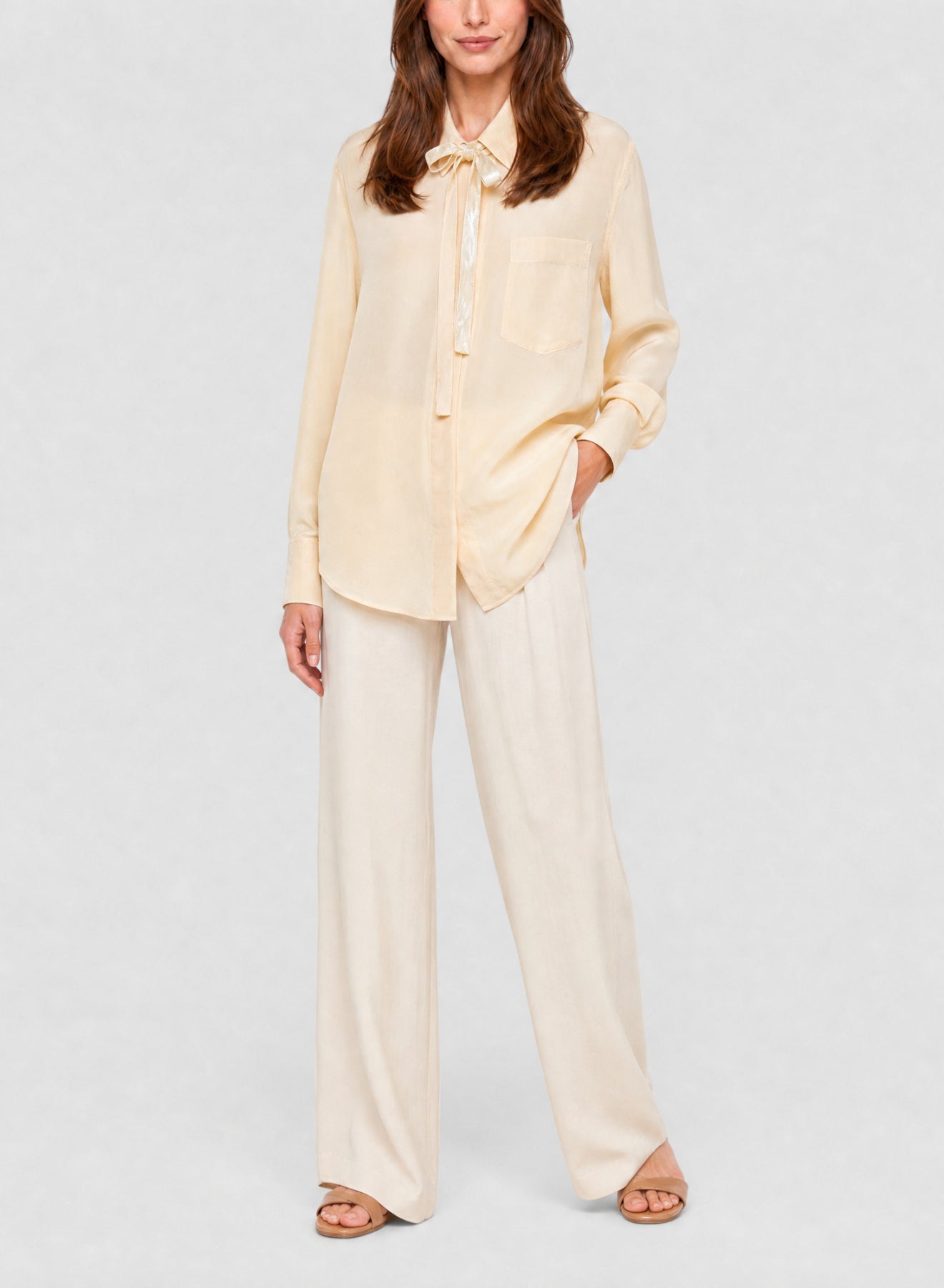 Chemise à nouer en soie mélangée - Honey