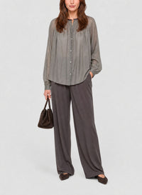 Chemise avec détails en soie mélangée - Stone