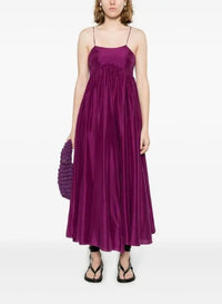 Dress with thin straps in habotai silk - Ruby