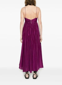 Dress with thin straps in habotai silk - Ruby