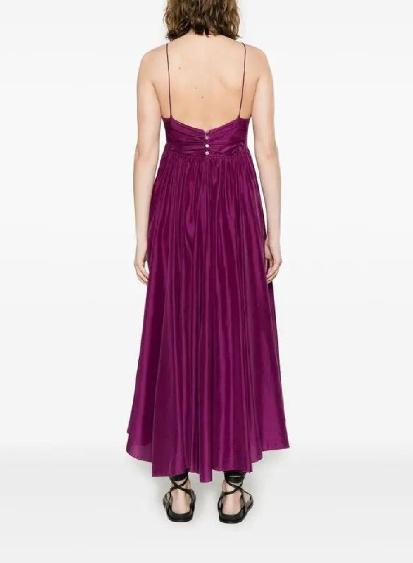 Dress with thin straps in habotai silk - Ruby