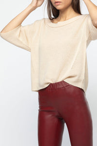 Legging Perle en cuir - Grenat