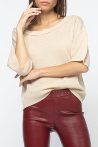 Legging Perle en cuir - Grenat