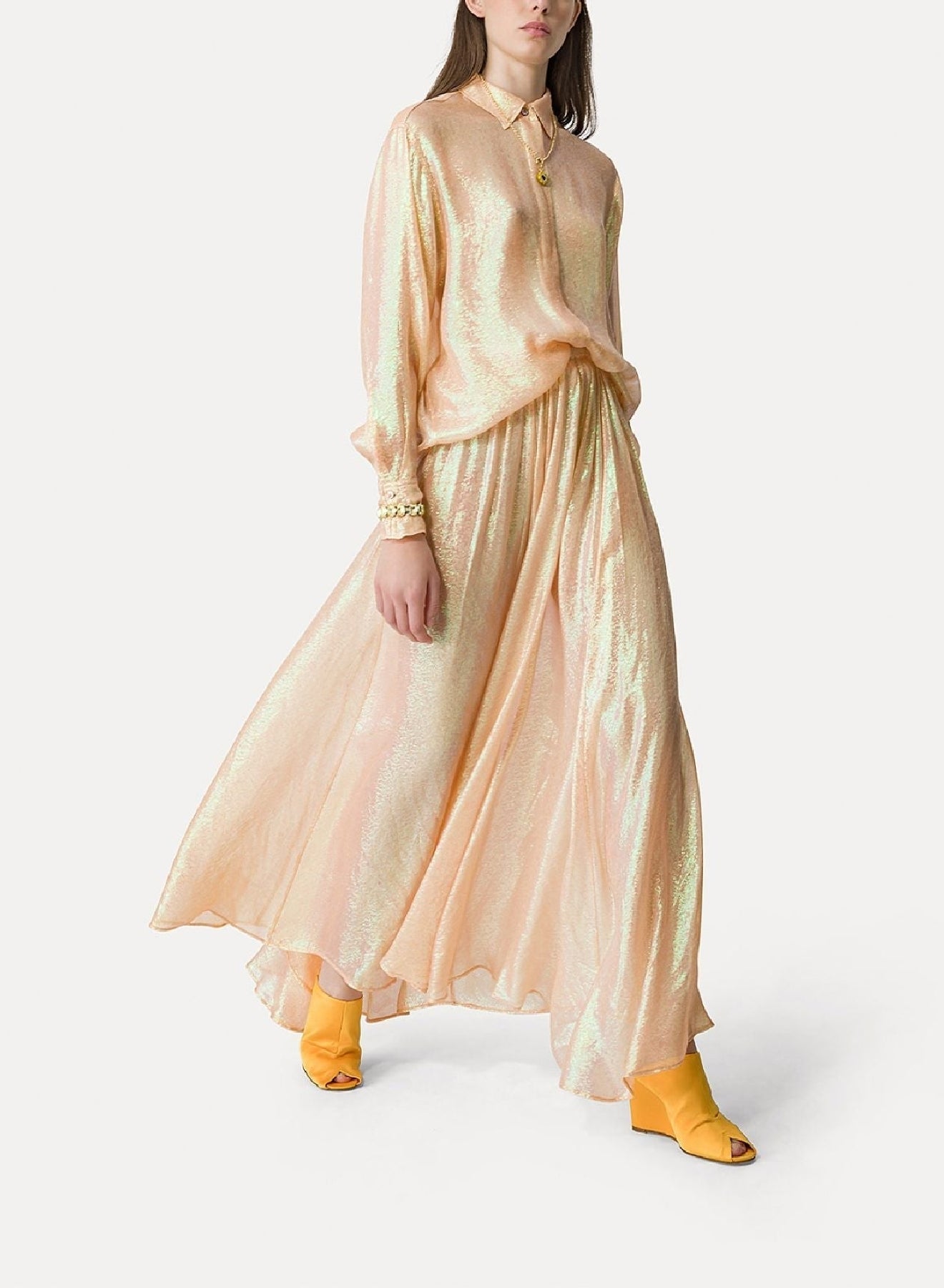 Long silk skirt - Cream