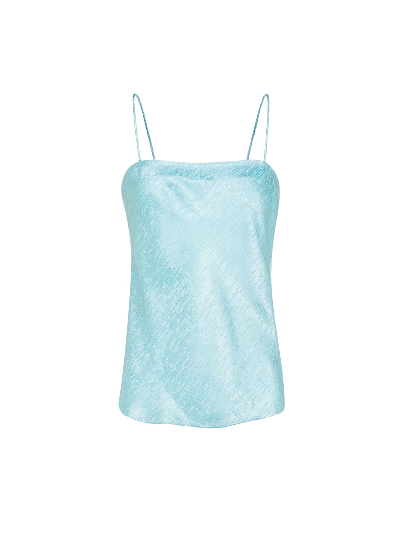 Microdamier silk blend fluid strapped top - Sky Dust