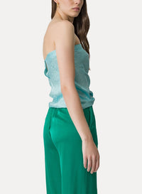 Microdamier silk blend fluid strapped top - Sky Dust