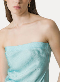 Microdamier silk blend fluid strapped top - Sky Dust