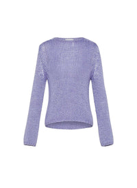 Silk and wool blend round-neck jumper - Lavender