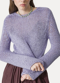 Silk and wool blend round-neck jumper - Lavender