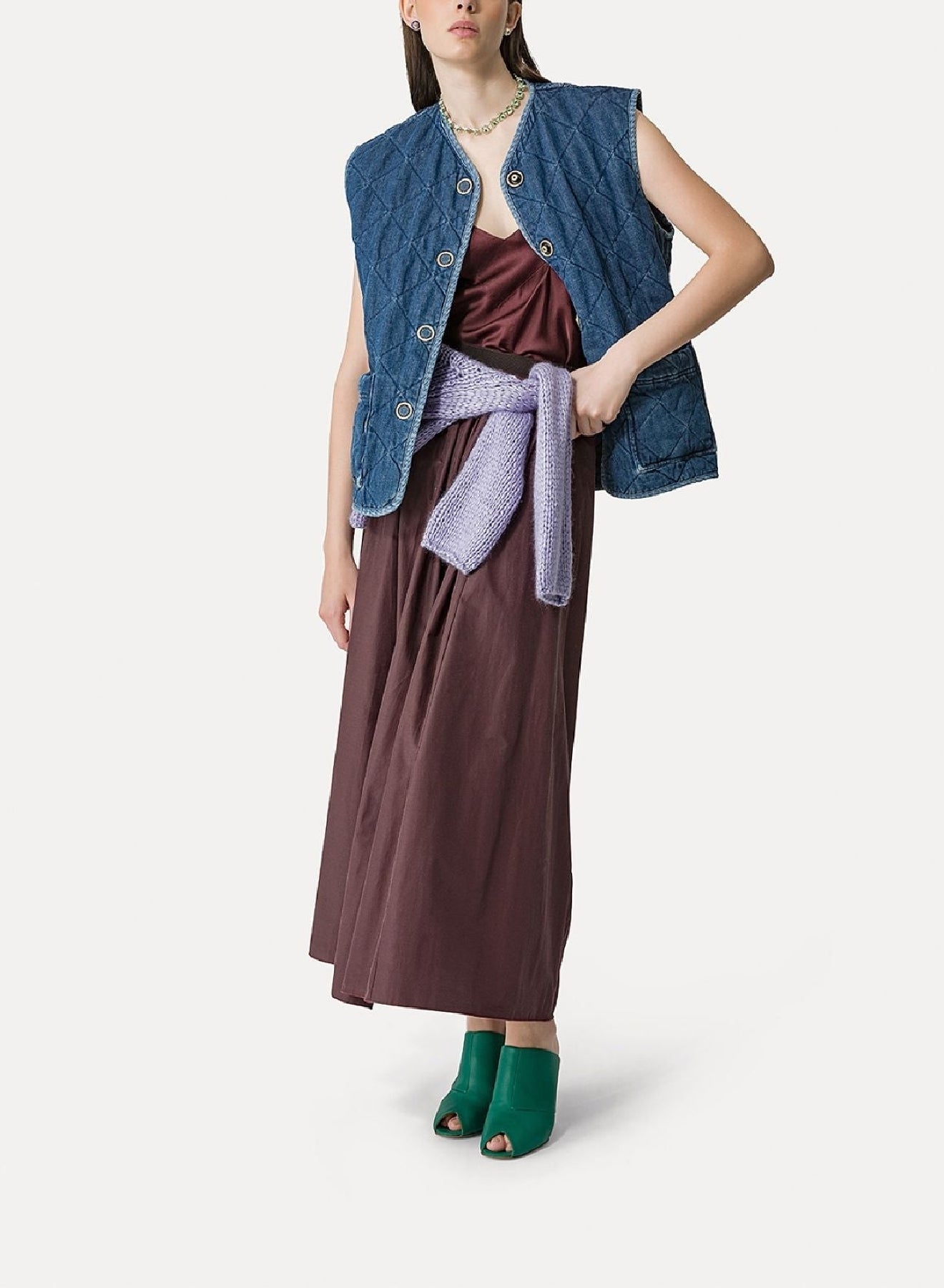 Silk and wool blend round-neck jumper - Lavender