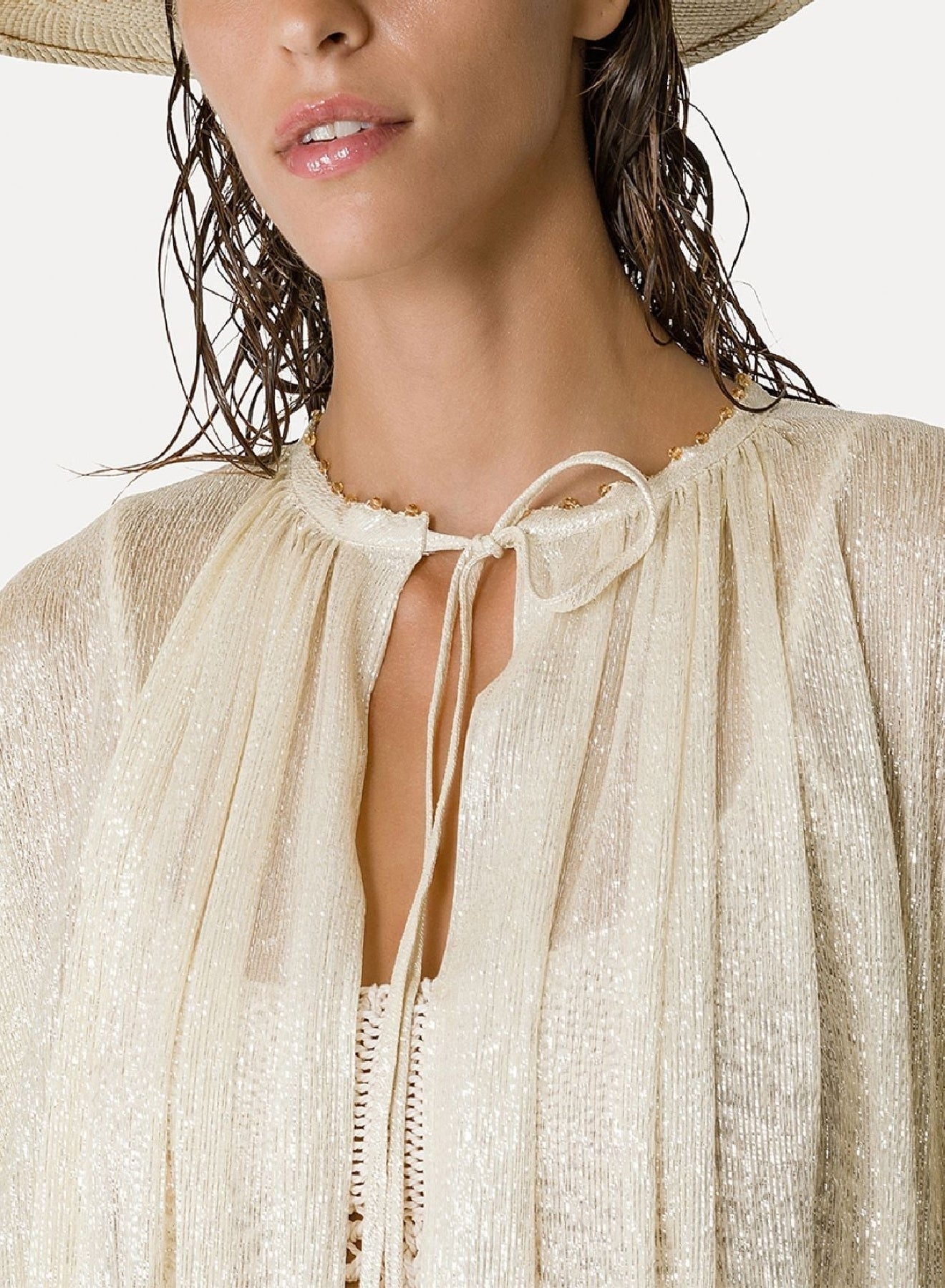 Chic silk and pearl cape - Silver