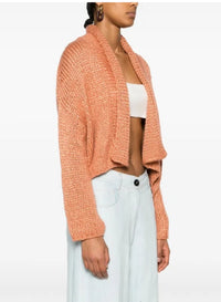 Silk and wool blend shawl collar cardigan - Sunset
