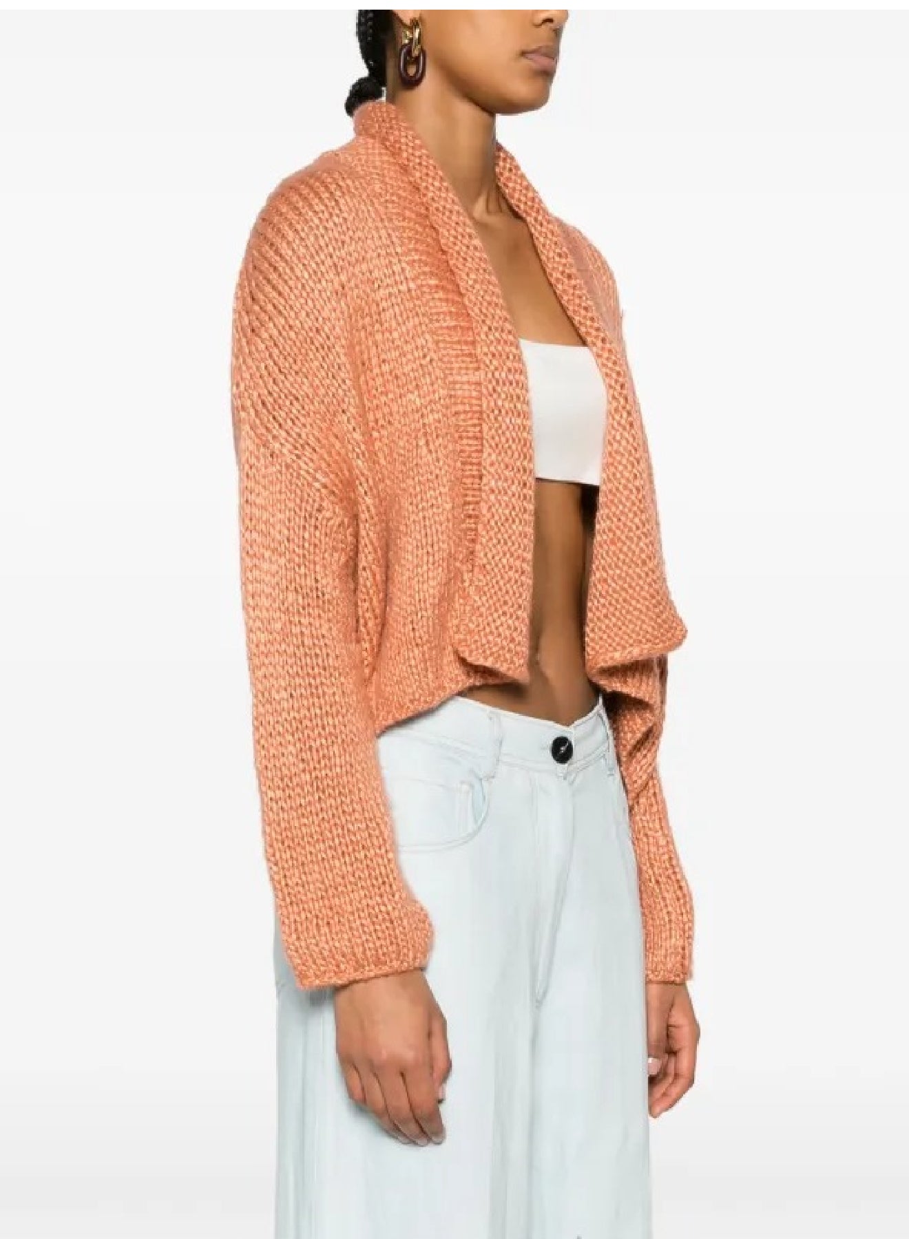 Silk and wool blend shawl collar cardigan - Sunset