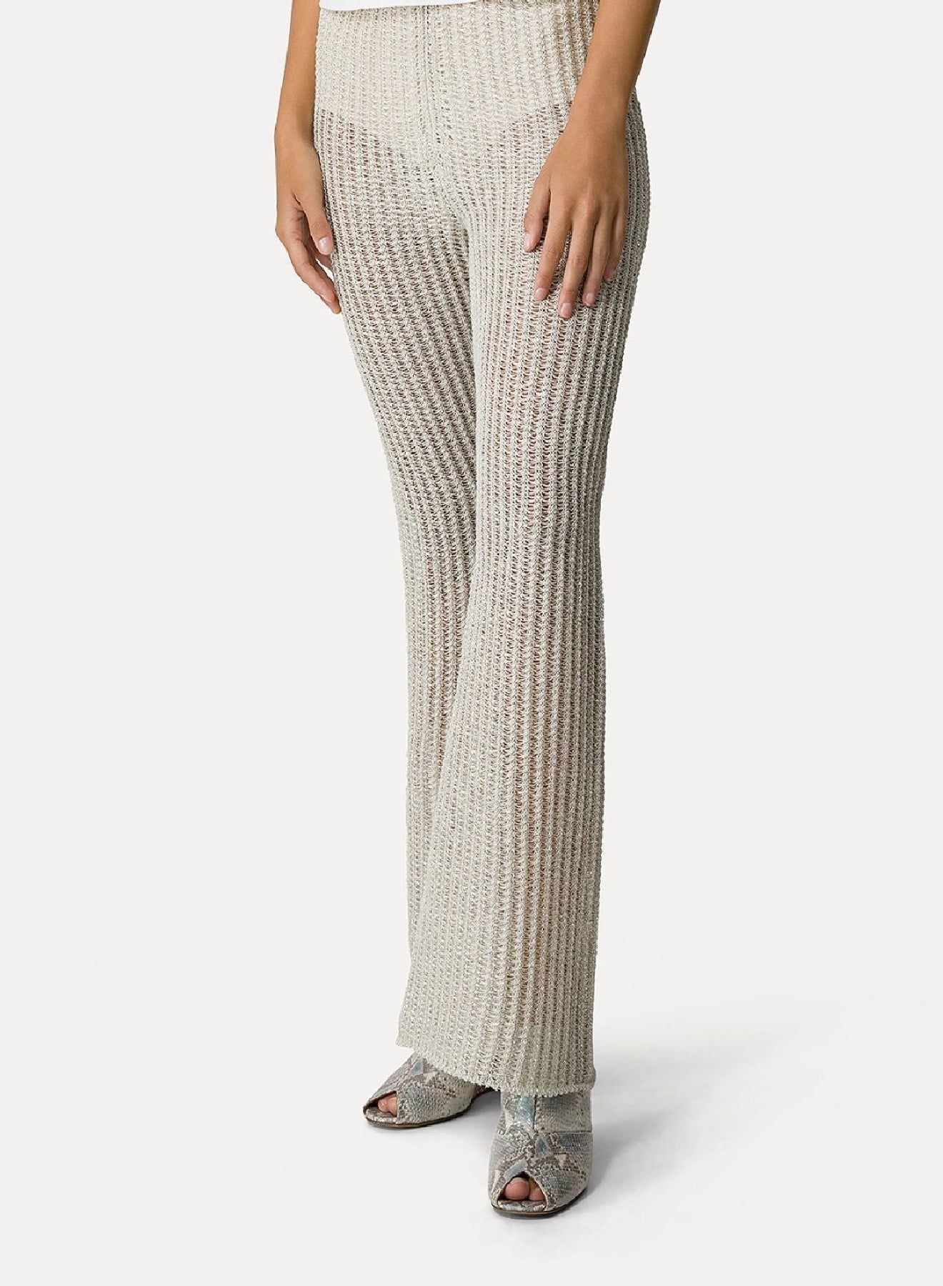 Openwork linen trousers - Silver