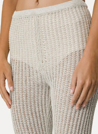 Pantalon ajouré en lin irisé - Bronze