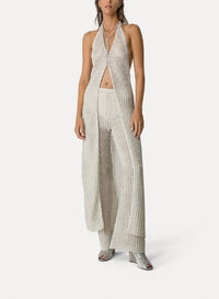 Pantalon ajouré en lin irisé - Bronze
