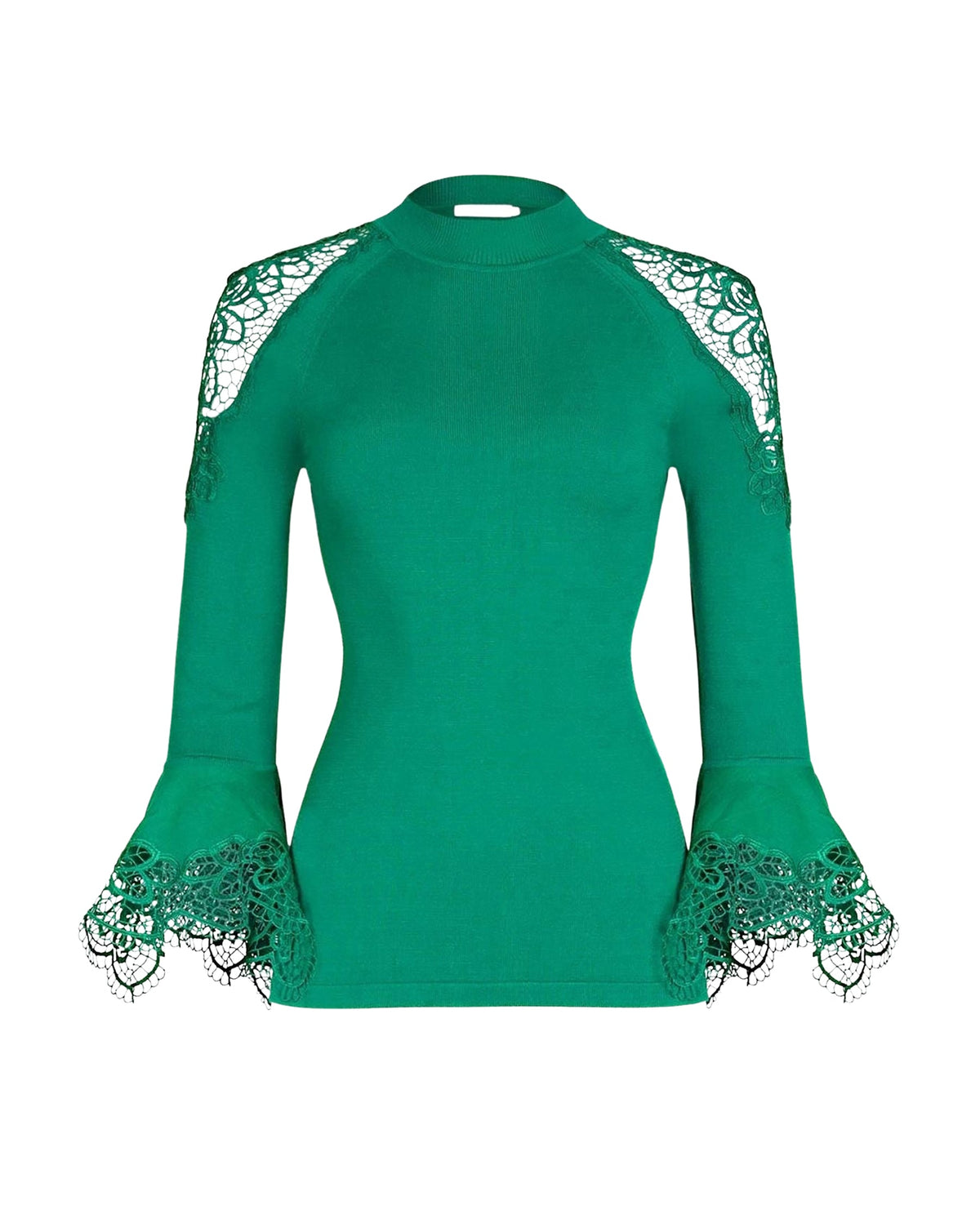 Pull Fozia en dentelle à manches longues - Mint