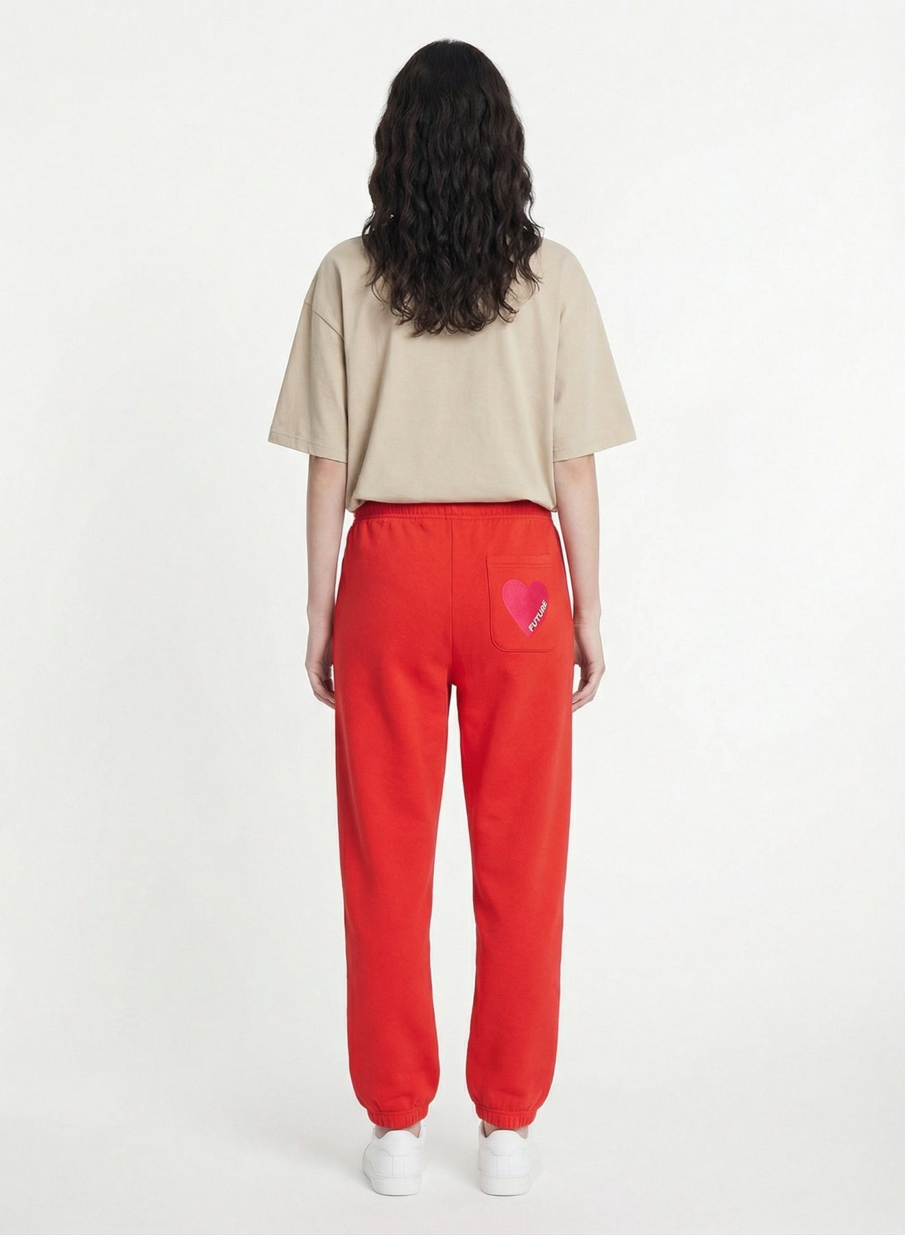 Pantalon de jogging droit Coeur - Rouge Vif