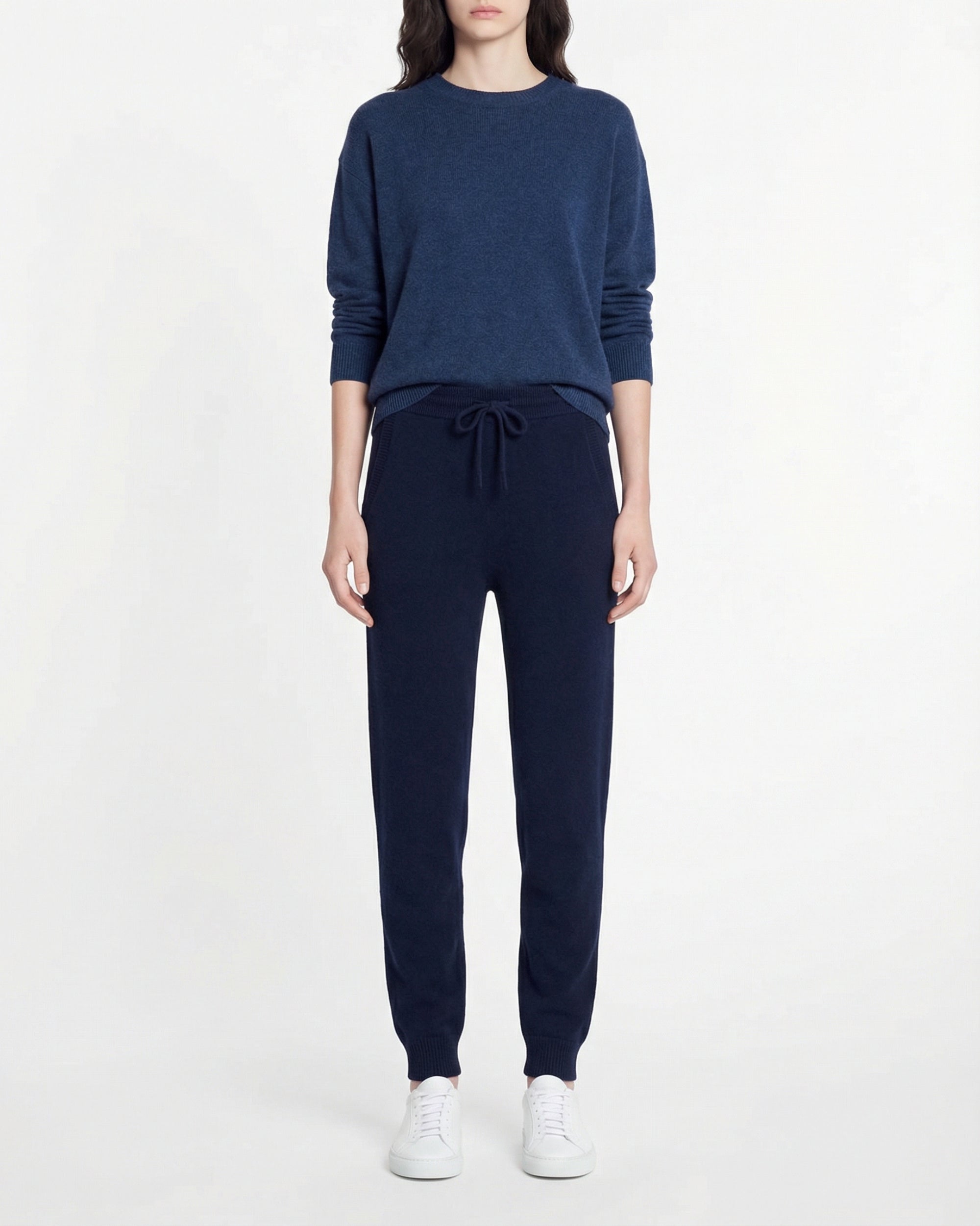 Pantalon de jogging droit en cachemire - Navy