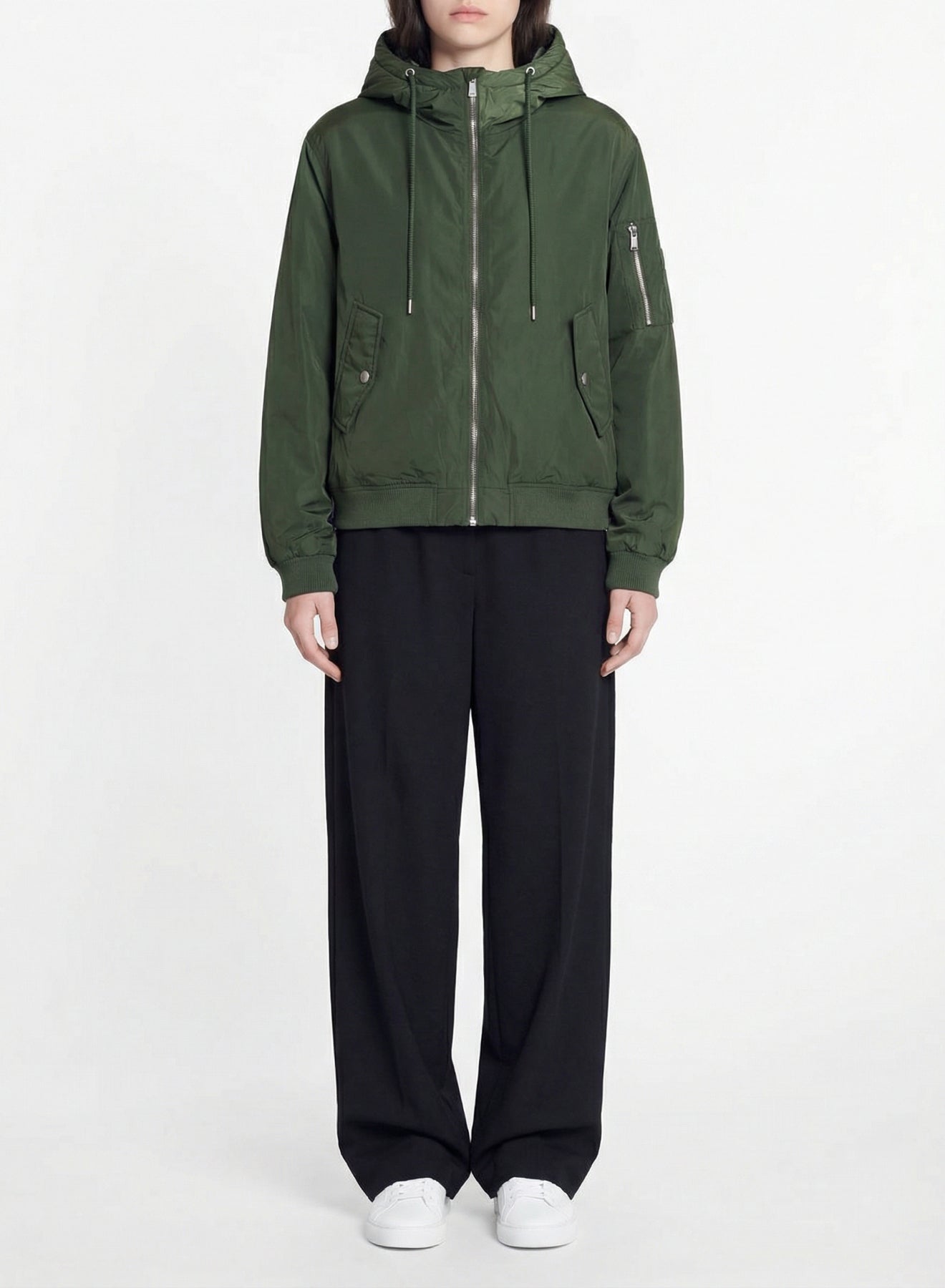 Veste bomber à capuche - Kaki
