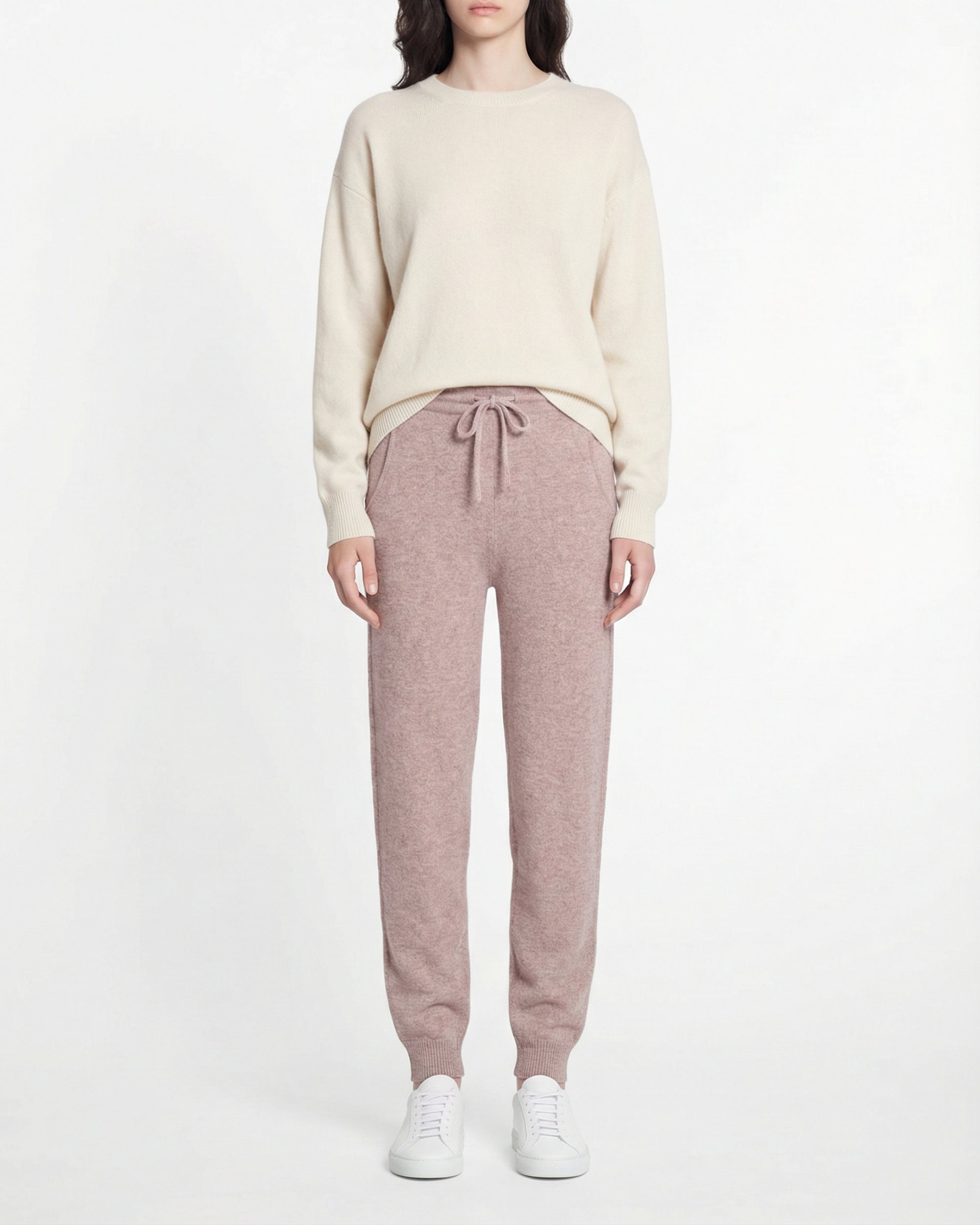 Pantalon de jogging droit en cachemire - Taupe Chiné