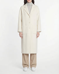 Manteau long double face en laine - Ecru