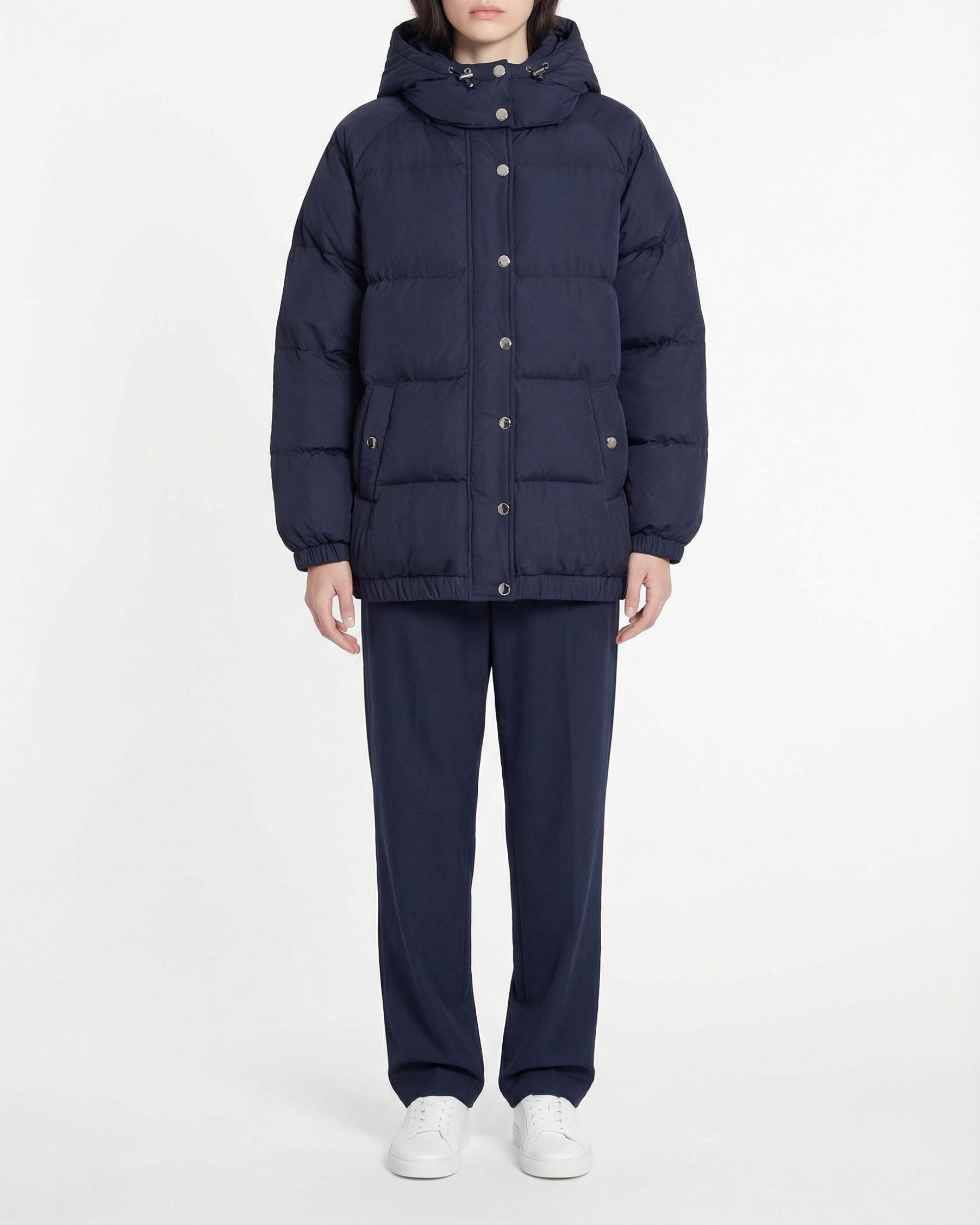 Doudoune mi-longue matelassée - Navy