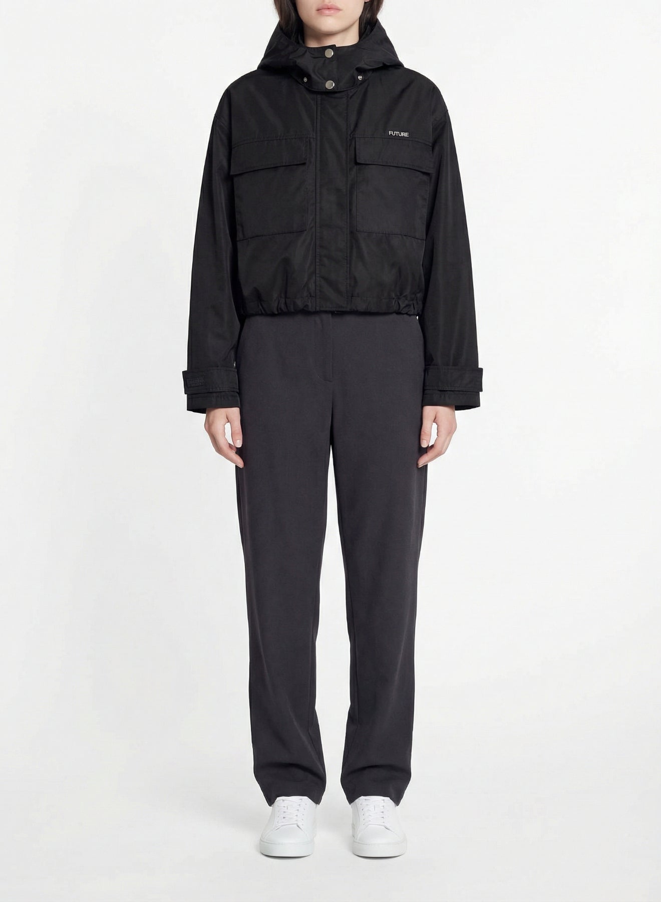 Parka courte à capuche - Noir