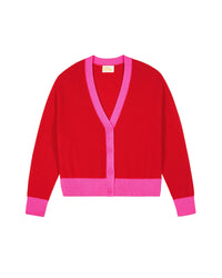 Cardigan bicolore léger en cachemire - Raspberry Pink