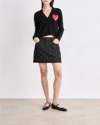 Cardigan Coeur Léger en cachemire - Noir