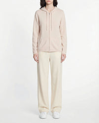 Hoodie zippé en cachemire - Ecru