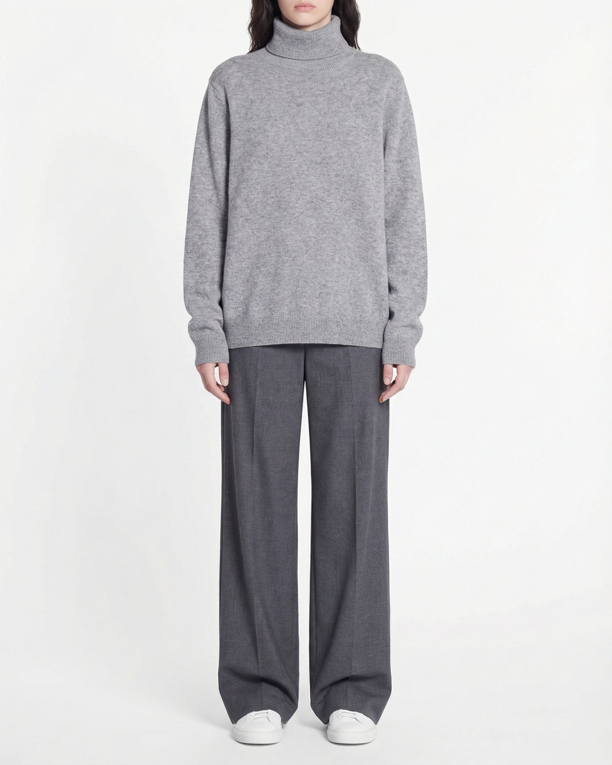 Pull col roulé en cachemire - Gris Chiné Foncé