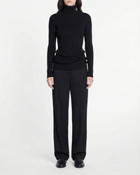 Pull col roulé en laine - Noir