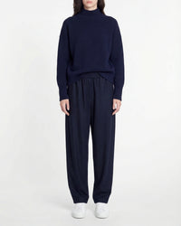 Pull oversize à col montant en cachemire - Navy