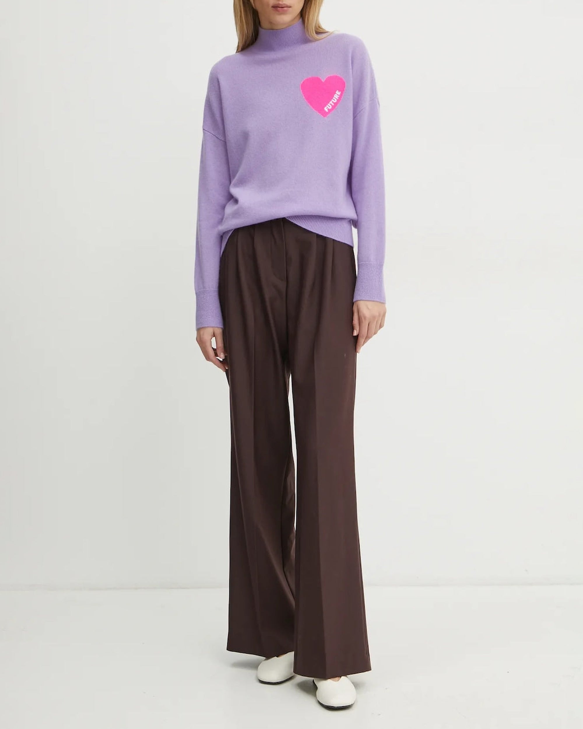 Pull à col montant Coeur en cachemire - Magic Lilac