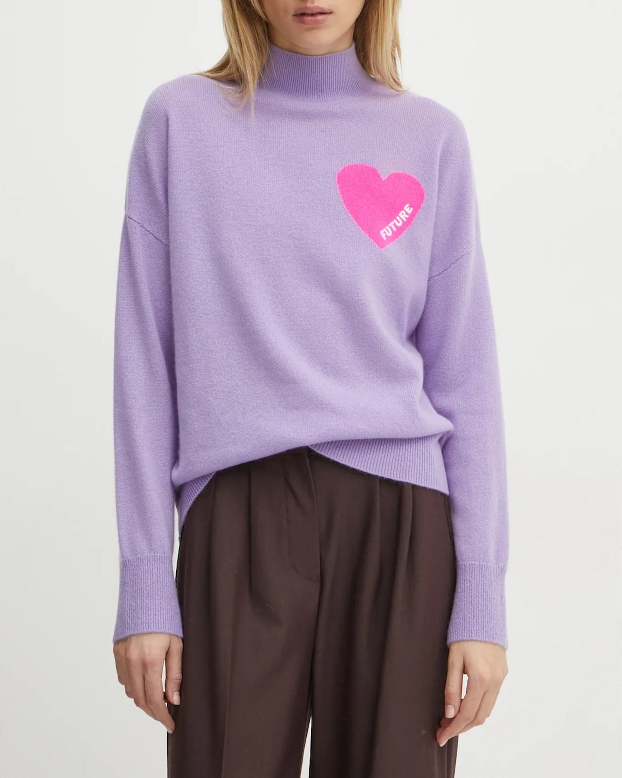 Pull à col montant Coeur en cachemire - Magic Lilac