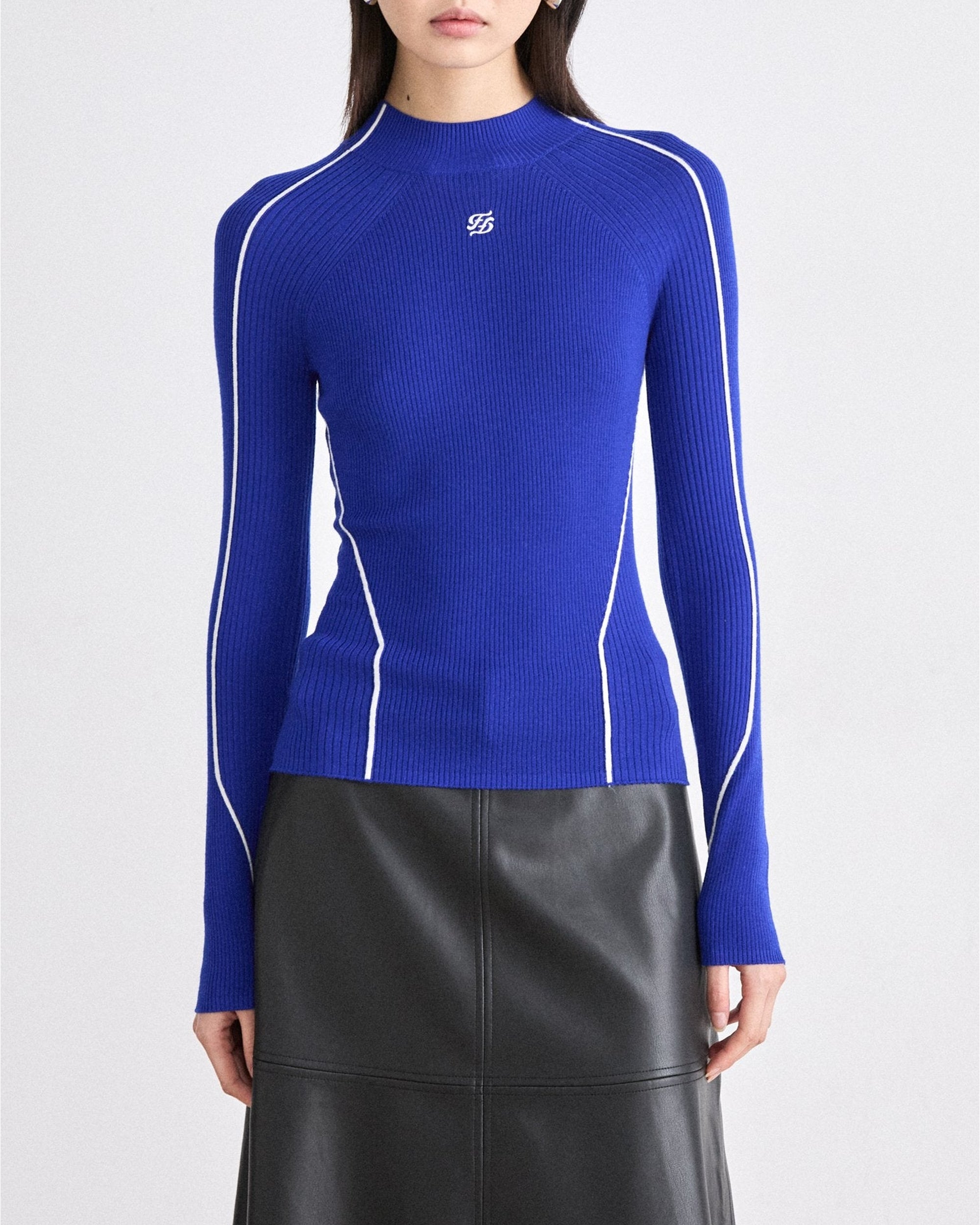 Pull à col montant en laine - Pop Blue